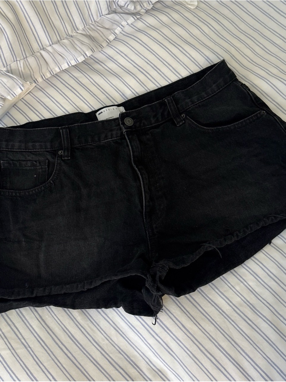 ASOS Black High-Rise Denim Shorts